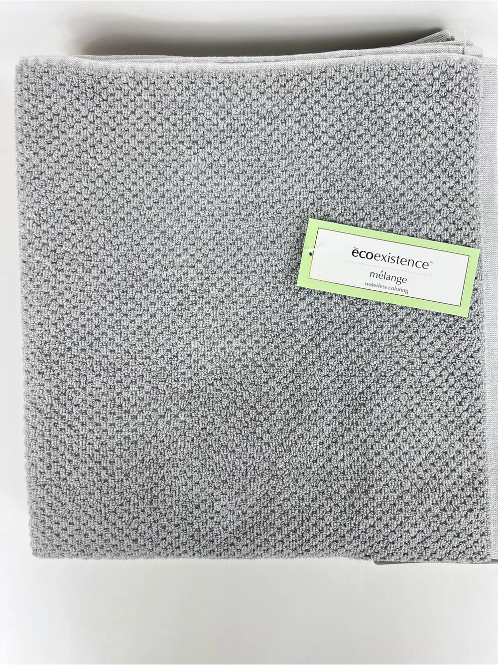 Ecoexistence Mélange Bath Towels Light Gray Waffle Knit Soft Cotton 2 Pc NEW
